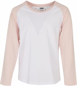 Girls' contrasting raglan long sleeves white/pink