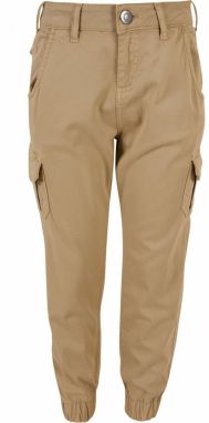 Girls' high-waisted cargo trousers unionbeige