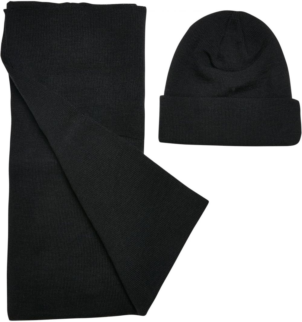 Recycled Base Hat & Scarf Set Black