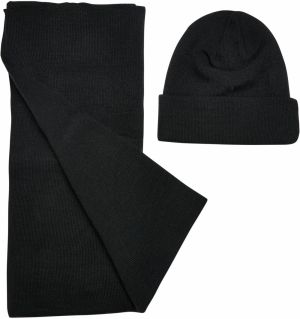 Recycled Base Hat & Scarf Set Black