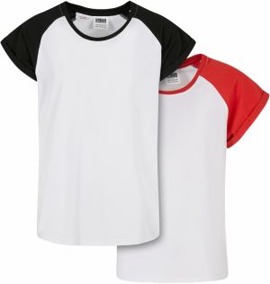 Girls' Contrasting Raglan T-Shirt 2-Pack White/Hugered+White/Black