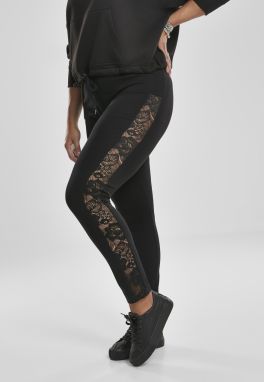 Women's Striped Lace Leggings Black
