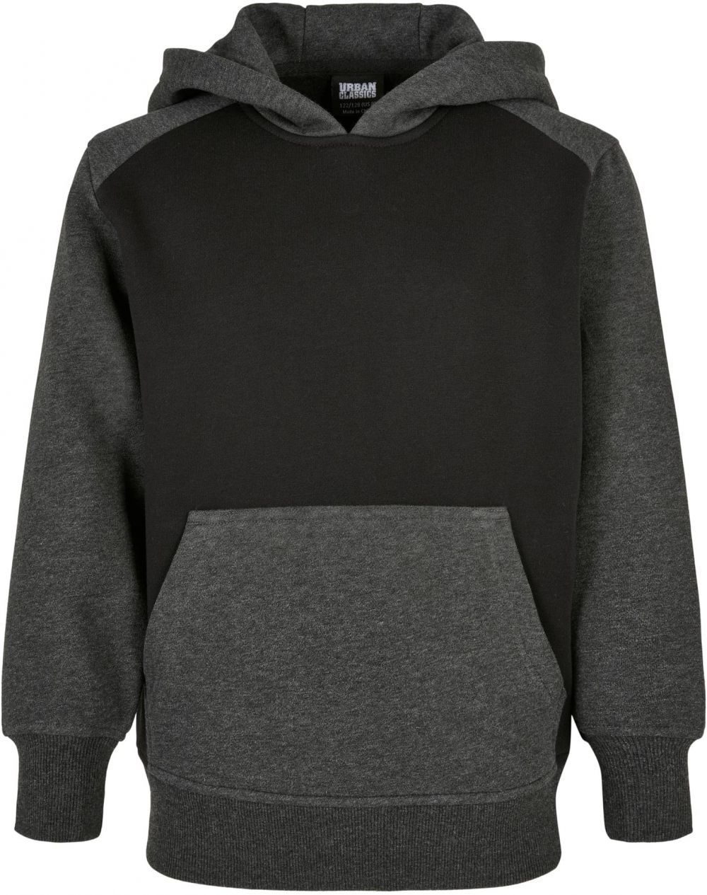 Boys' two-tone fake raglan hood with hood black/charcoal