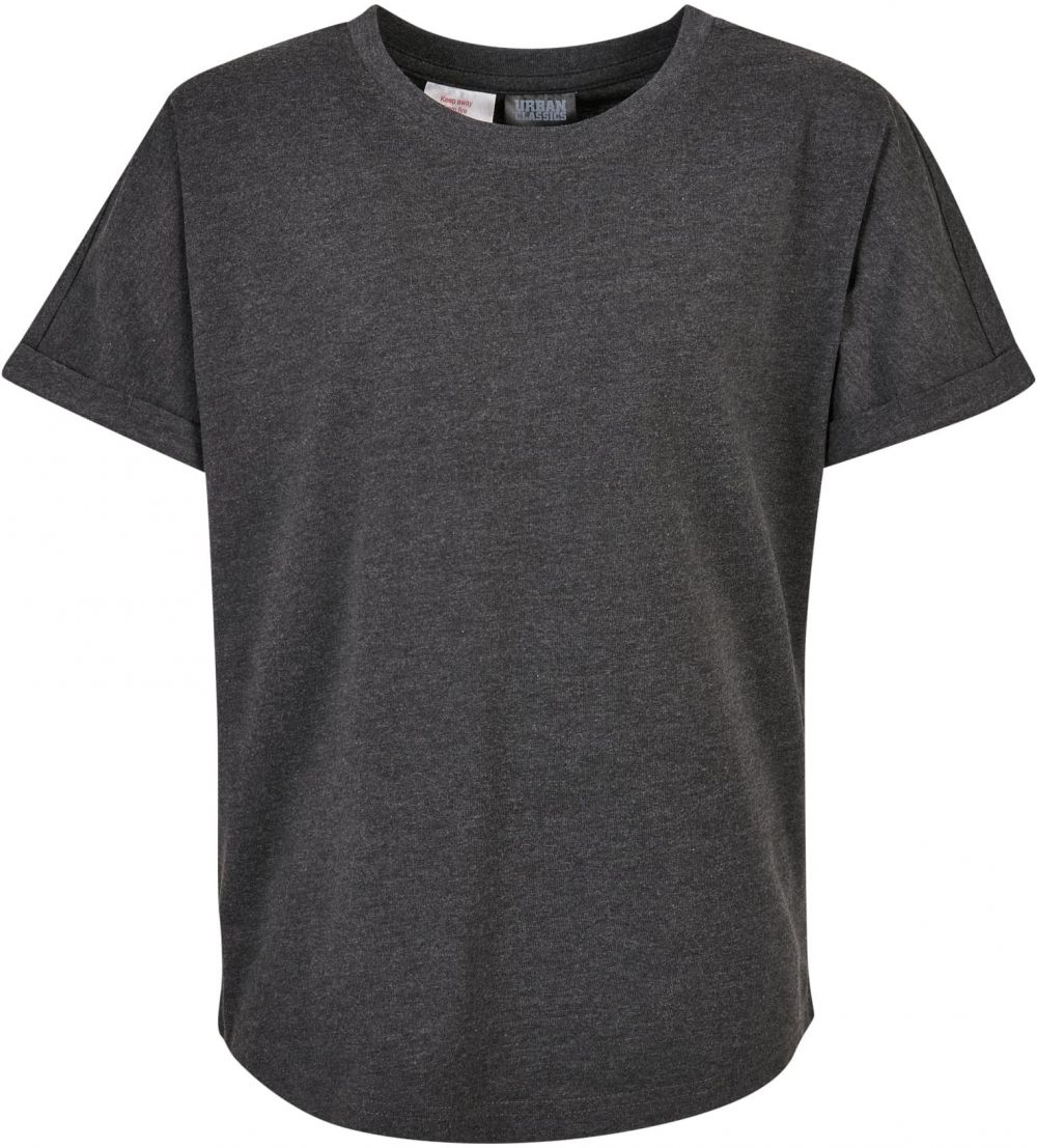 Boys Long Shaped Turnup Tee Charcoal