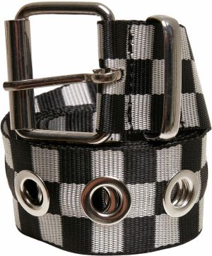 Plaid belt with eyelets black/white