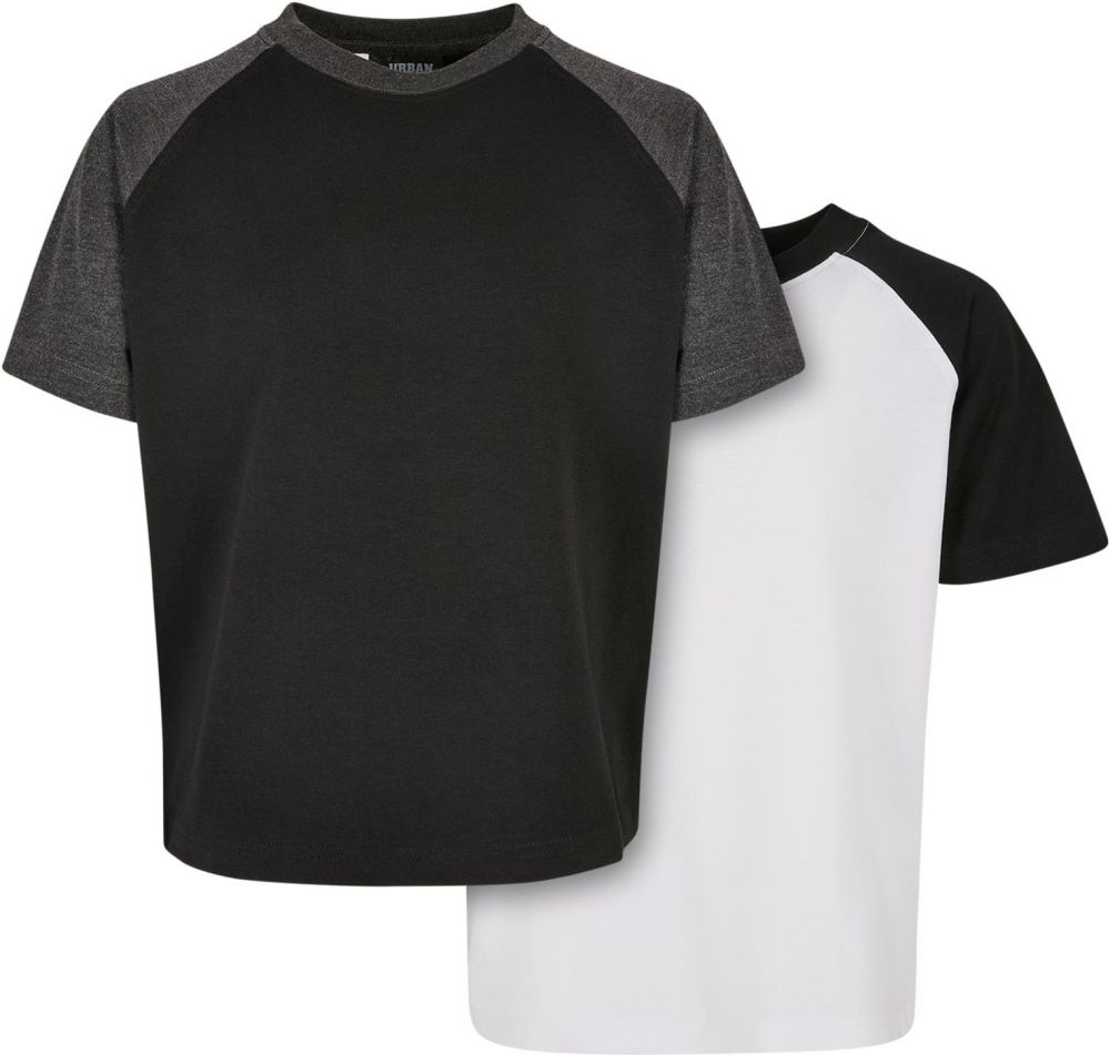 Boys Raglan Contrast Tee 2-Pack White/Black+Black/Charcoal