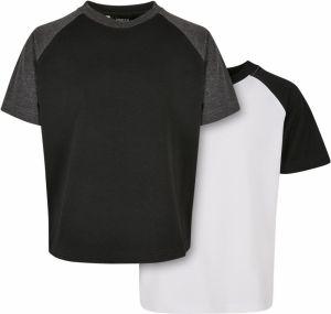 Boys Raglan Contrast Tee 2-Pack White/Black+Black/Charcoal