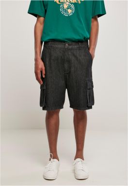 Organic Denim Cargo Shorts Black Washed