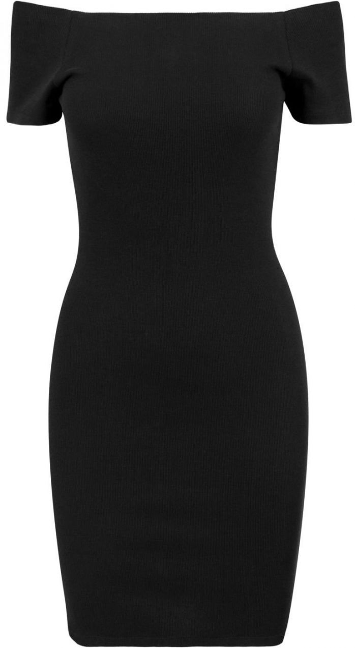 Women's Dress Off Shoulder Rib - Black