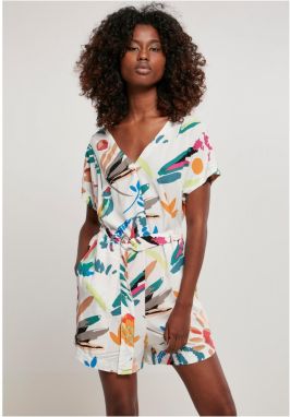 Women's jumpsuit with a short viscose strap in white sandy fruit colour