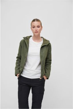 Women's windbreaker with front zipper olive