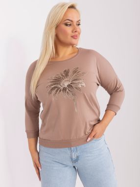 Dark beige plus size blouse with appliqué