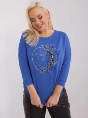 Dark blue blouse plus size with application