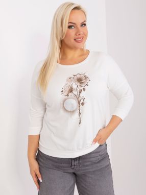 Ecru cotton blouse of larger size with application