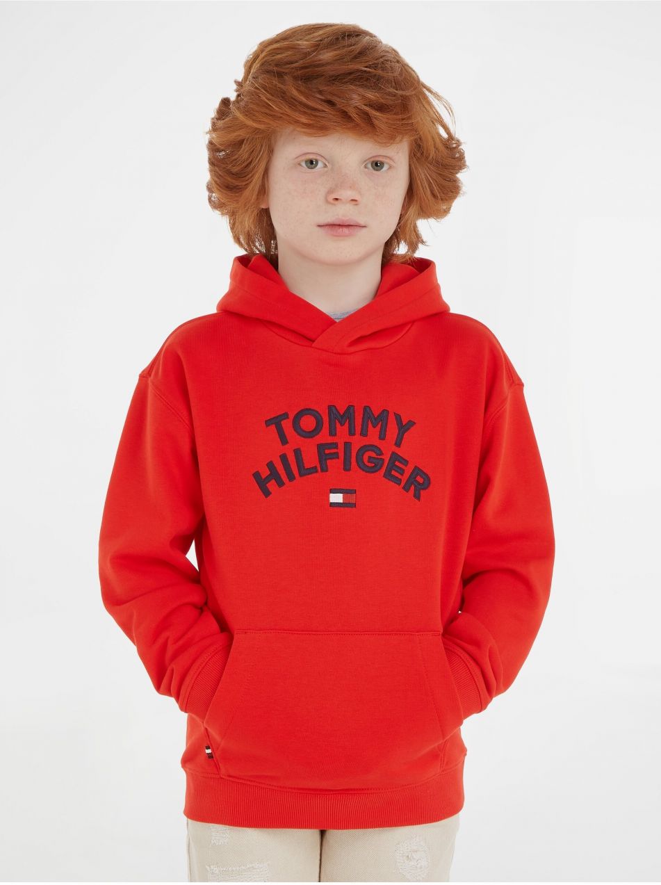 Červená chlapčenská mikina s kapucňou Tommy Hilfiger