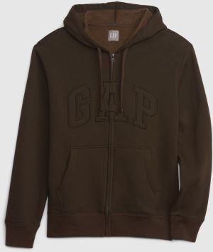 Tmavo hnedá pánska mikina na zips s kapucňou GAP