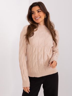 Beige classic sweater with cables