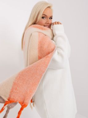 Light gray winter scarf with patterns