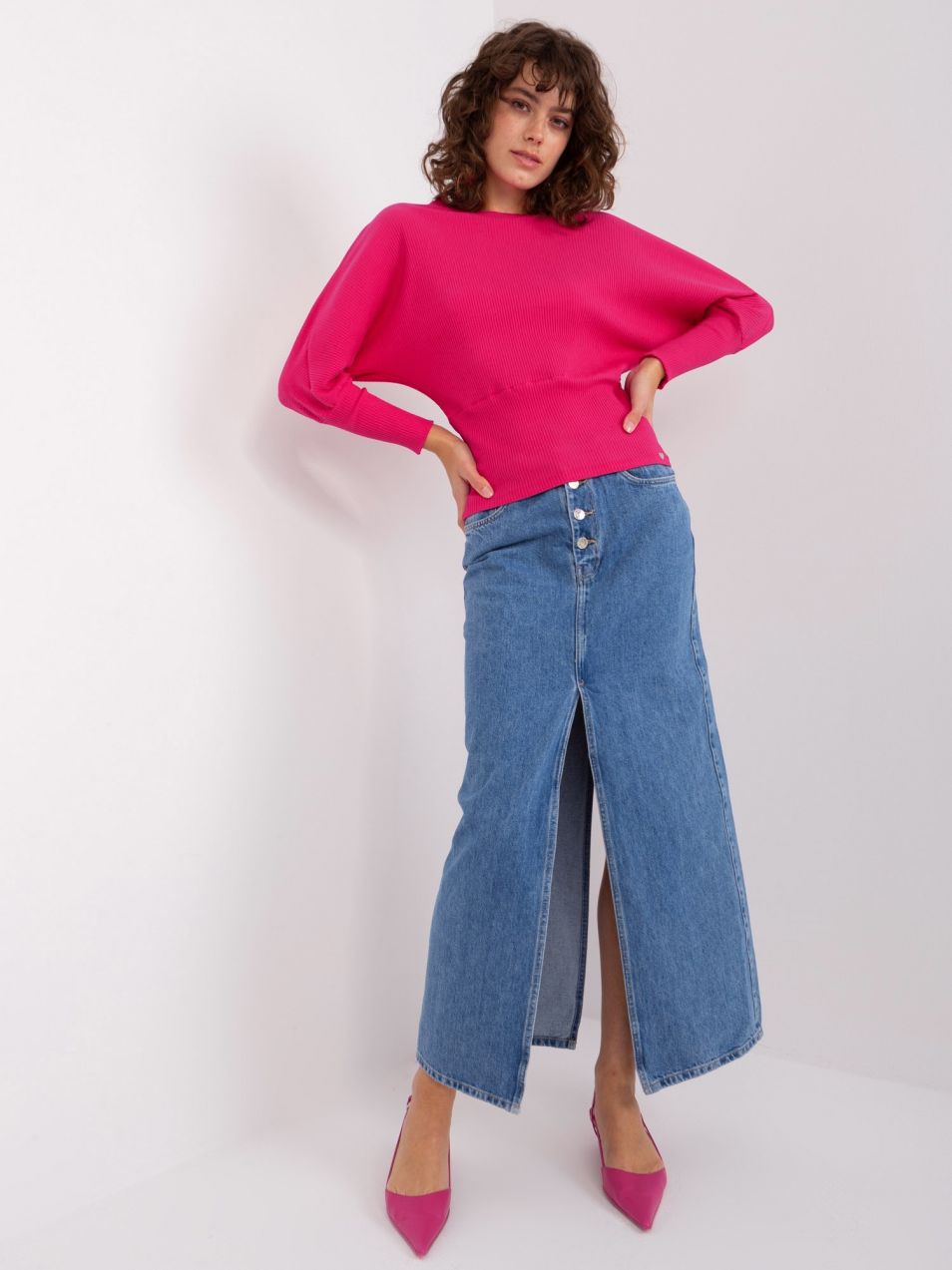 BASIC FEEL GOOD striped fuchsia blouse