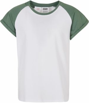 Girls' contrasting raglan t-shirt white/sage