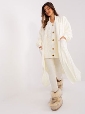 Ecru ladies cardigan with wool