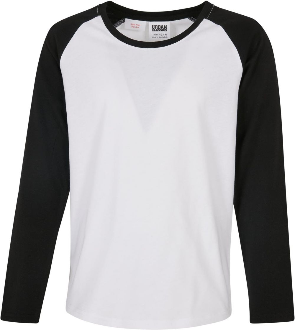 Girls' contrasting raglan long sleeves white/black