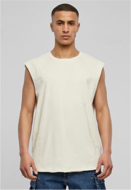 White sand sleeveless t-shirt with open brim