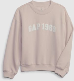 Svetloružová dievčenská mikina s nápisom GAP 1969