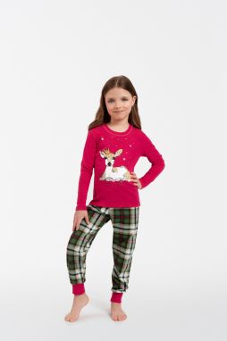 Girls' pyjamas Zonda, long sleeves, long legs - amaranth/print