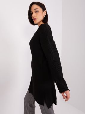 Black knitted dress with neckline