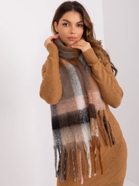 Brown-gray women's checkered scarf