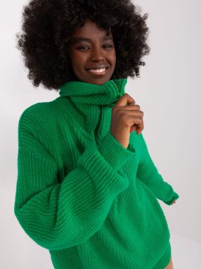 Green turtleneck with a zipper at the neckline