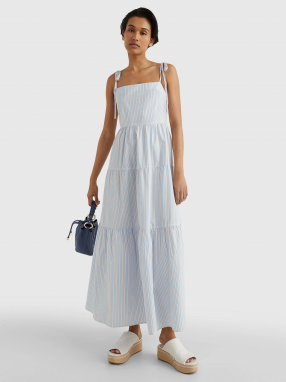 Svetlomodré dámske pruhované maxišaty Tommy Hilfiger Pop Stripe