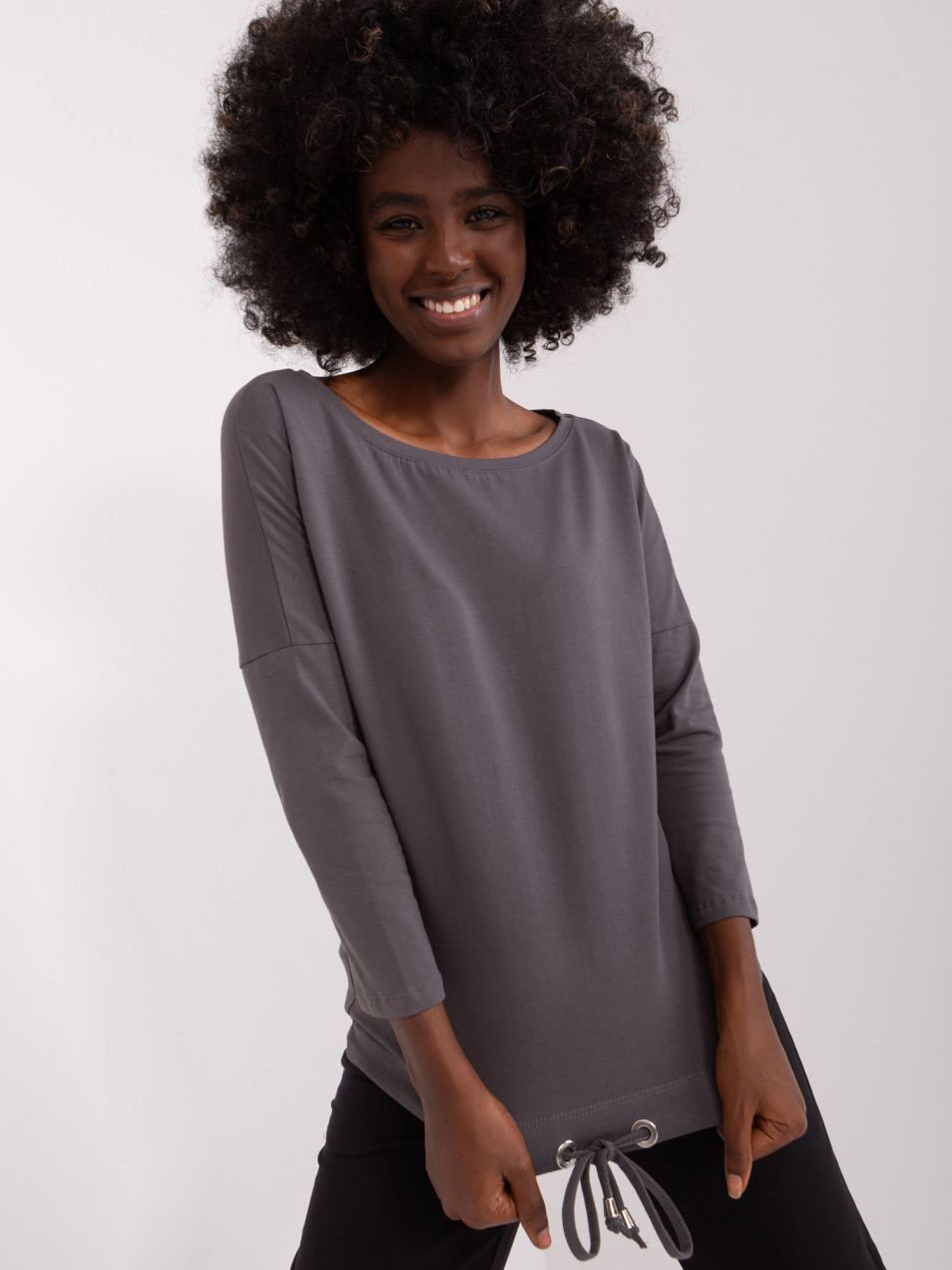 Graphite base blouse with cuff Fiona BASIC FEEL GOOD