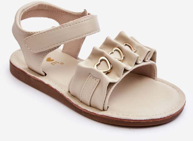 Children's sandals with Velcro heart beige Havana