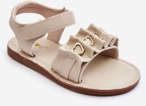 Children's sandals with Velcro heart beige Havana