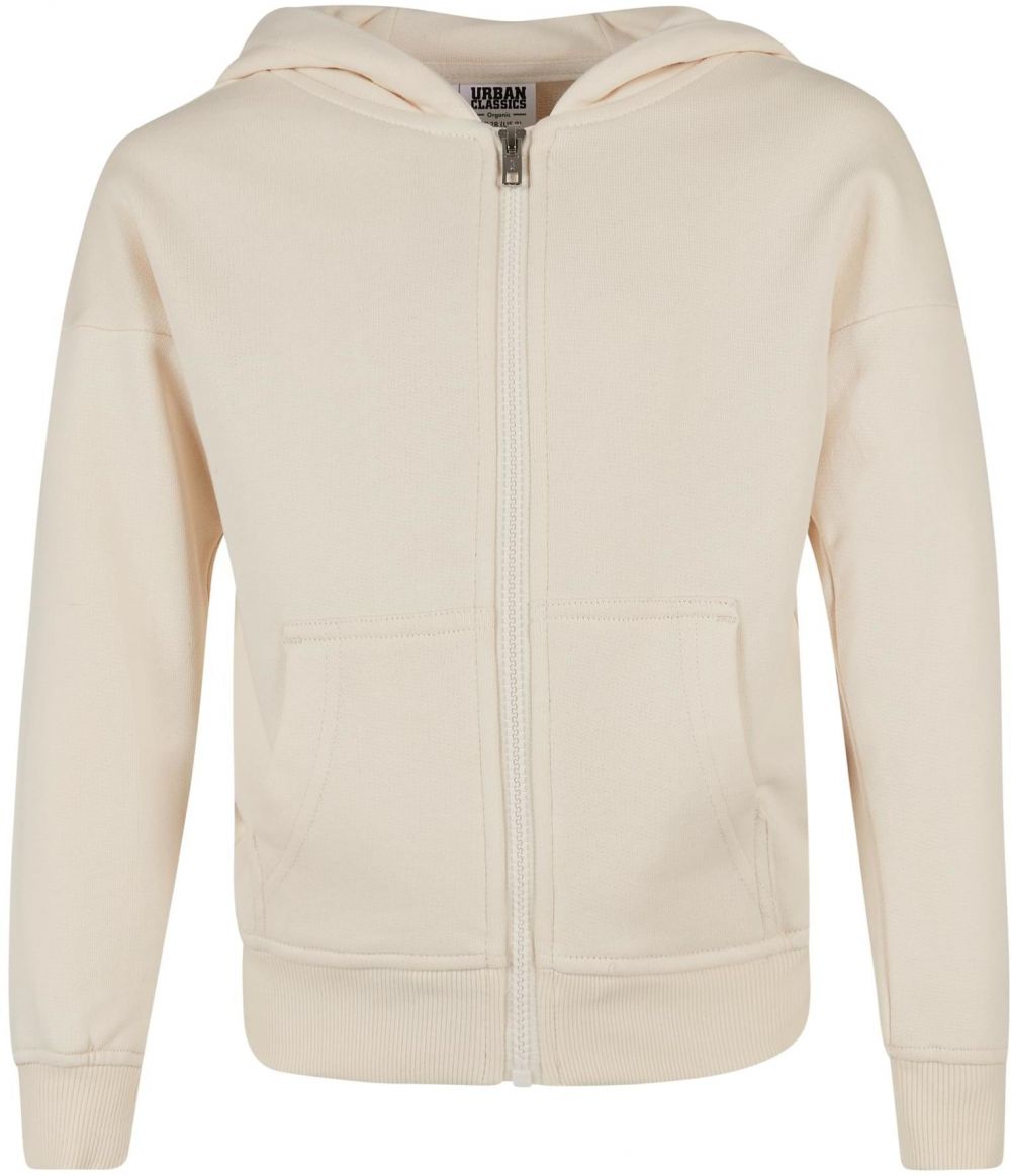 Girls' Organic Zipper Terry Hooded Whitesand