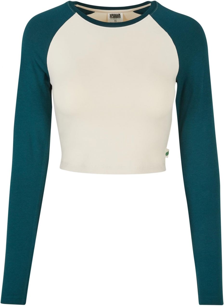 Women's Organic Cropped Retro Baseball Long Sleeves with White Sand/Jasper