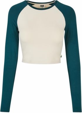 Women's Organic Cropped Retro Baseball Long Sleeves with White Sand/Jasper