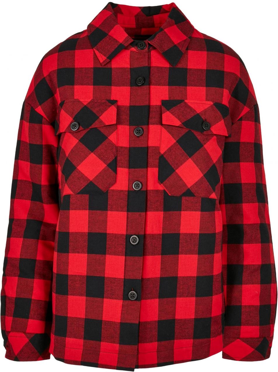 Women's flannel padded overshirt black/red