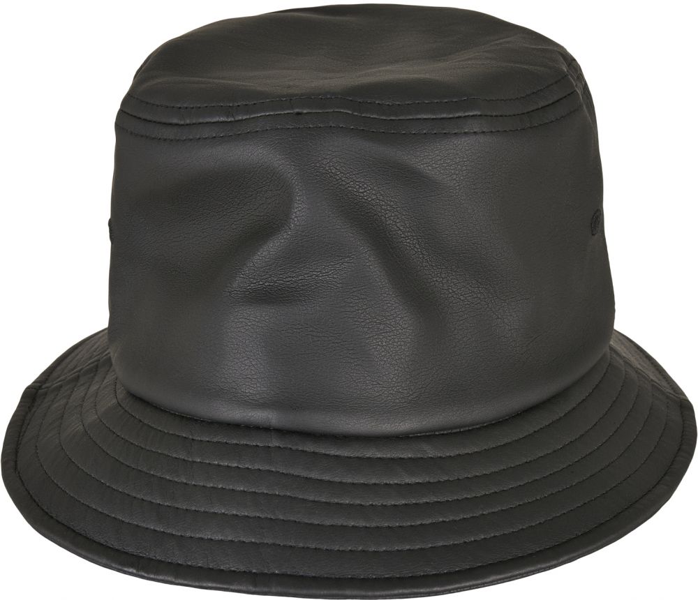 Imitation leather hat black