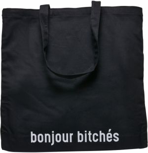 Bonjour Bitches Oversize Canvas Bag Black