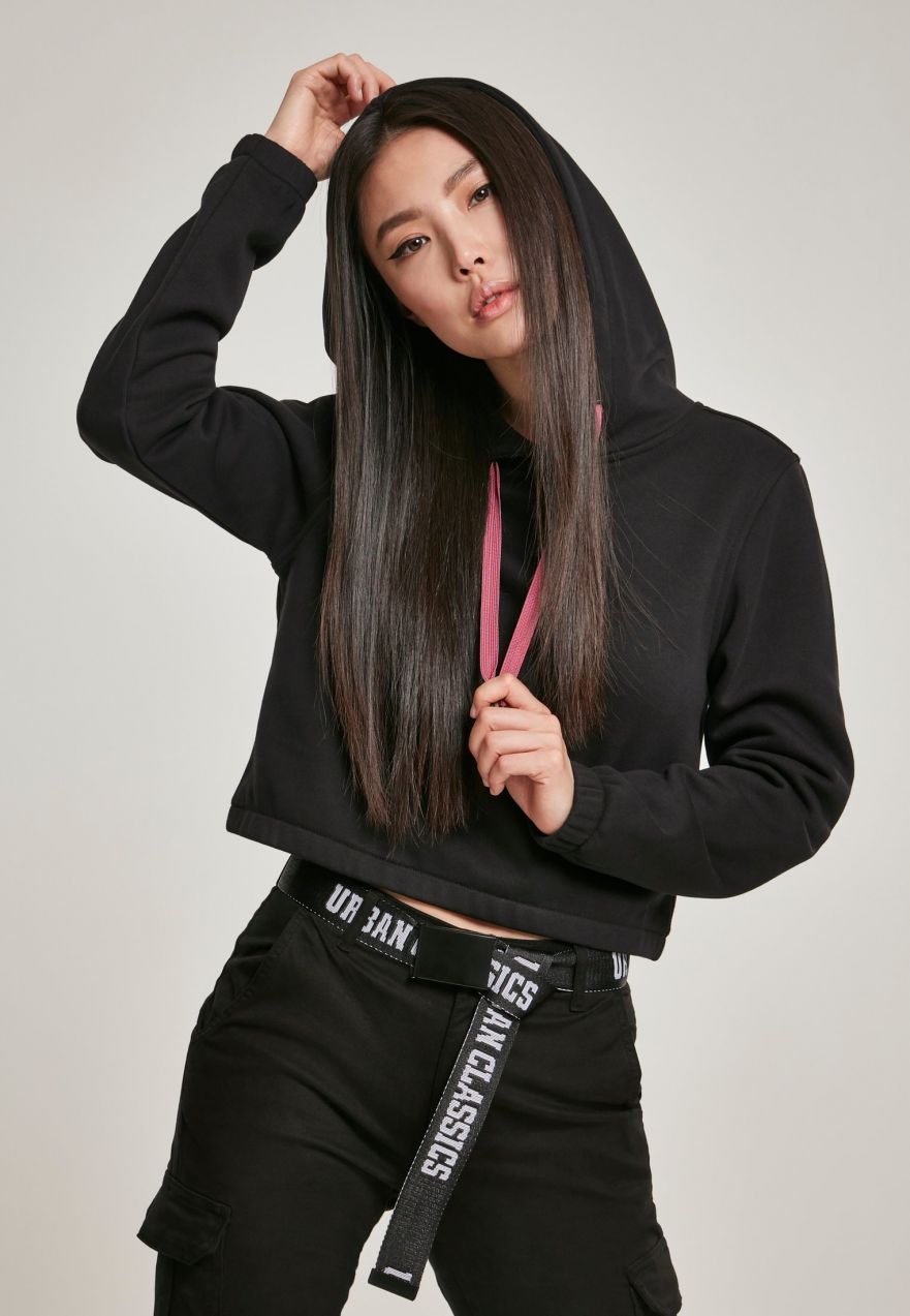 Women's contrasting drawstring with hood black