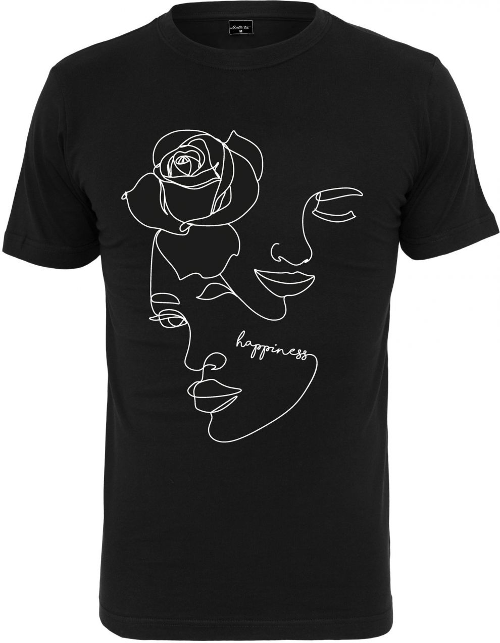 Women's Black T-Shirt One Line Rose
