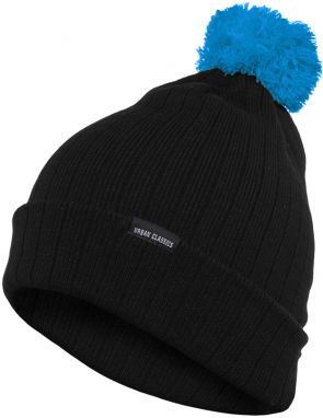 Contrasting Bobble blk/tur beanie