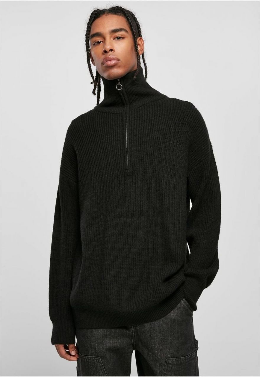 Oversized Knitted Troyer Black