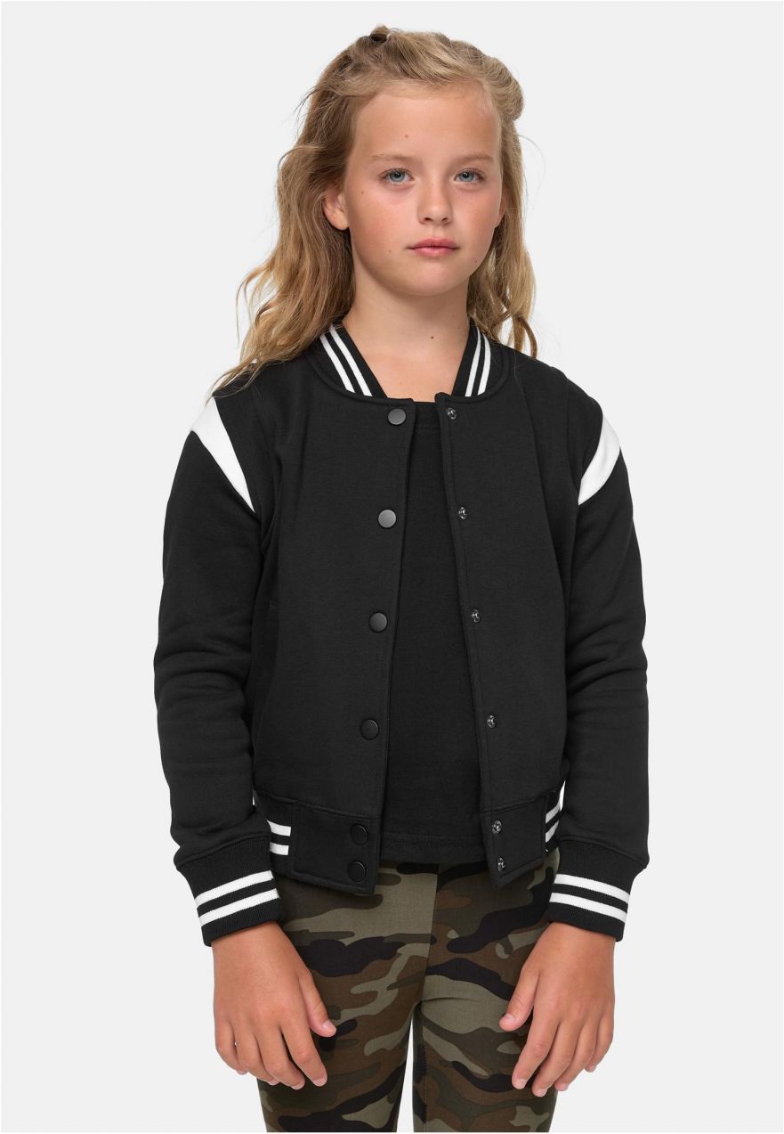 Girls' Inset College Sweat Jacket Black/White