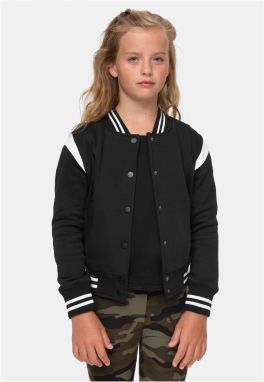 Girls' Inset College Sweat Jacket Black/White