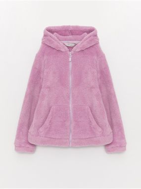 Dievčenská mikina s kapucňou, základná, s dlhým rukávom, na zips, z plyšu od LC Waikiki