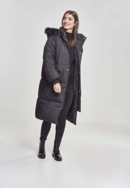 Dámsky oversize kabát z umelej kožušiny blk/blk